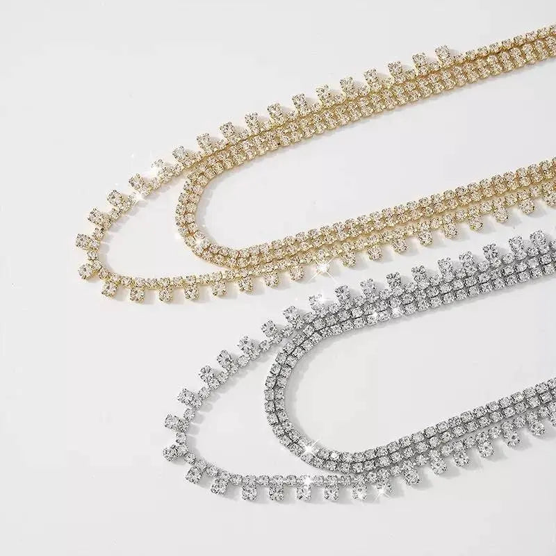 Rhinestone Multi-layered layered Water Drop Necklace Hope Chain Crystal Choker Necklaces for Women and Girls JettsJewelers