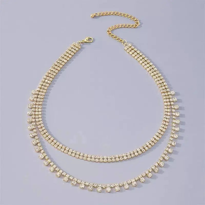 Rhinestone Multi-layered layered Water Drop Necklace Hope Chain Crystal Choker Necklaces for Women and Girls JettsJewelers