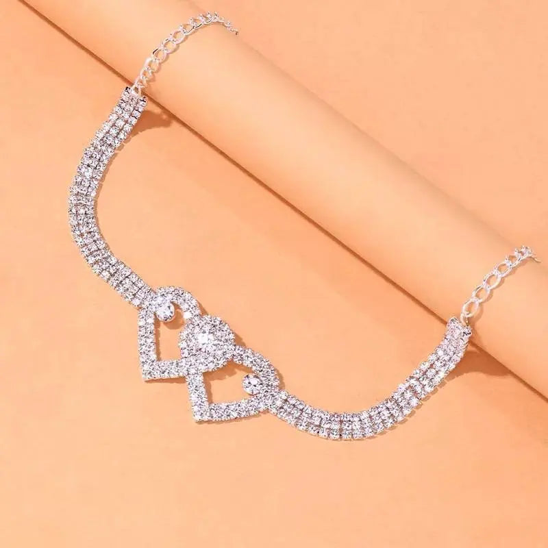 Rhinestone Thigh Bracelets for Women Girls, Crystal Tennis Leg Bracelet Multi-Row Love Jewelry Hip Hop Party Gifts JettsJewelers
