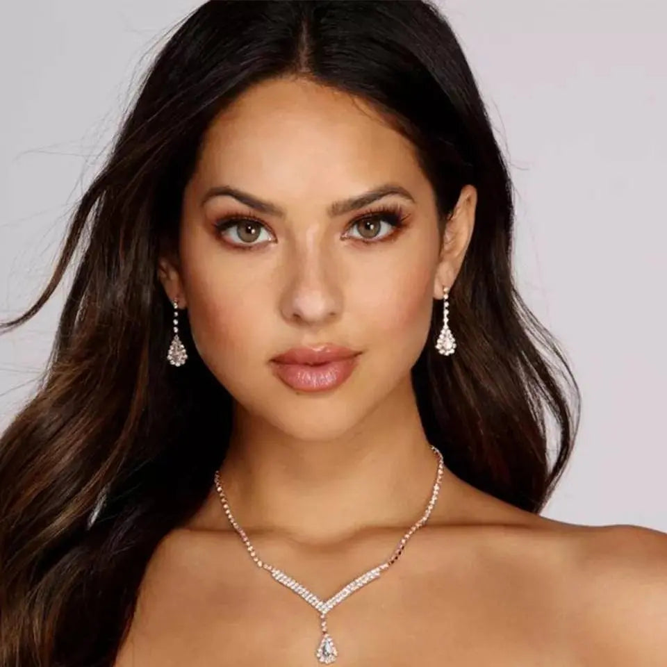 Rhinestone Water Drop Necklace Hope Chain Crystal Choker Necklaces for Women and Girls JettsJewelers