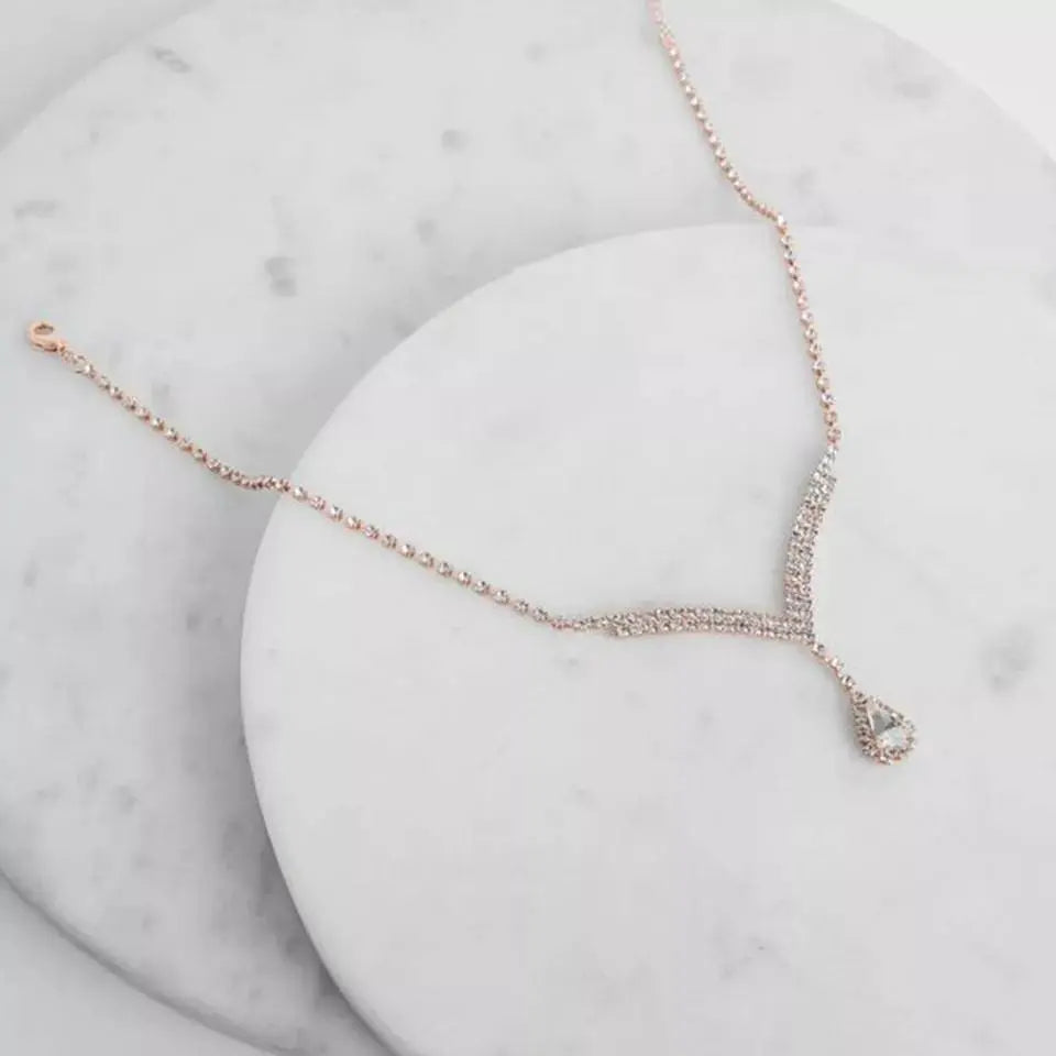 Rhinestone Water Drop Necklace Hope Chain Crystal Choker Necklaces for Women and Girls JettsJewelers