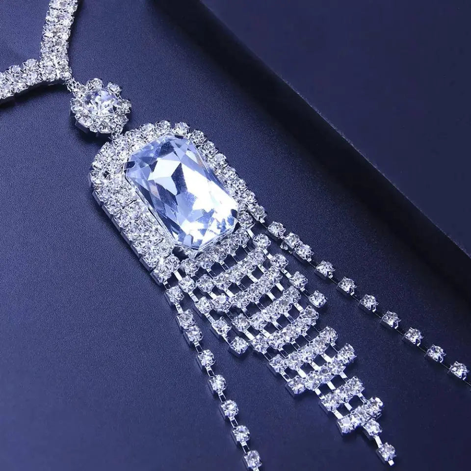 Rhinestones Nipple Ring Harness Chain for Women Bohemian Tassels Shoulder Chain Necklace Jewelry for Party Wedding Summer Beach JettsJewelers