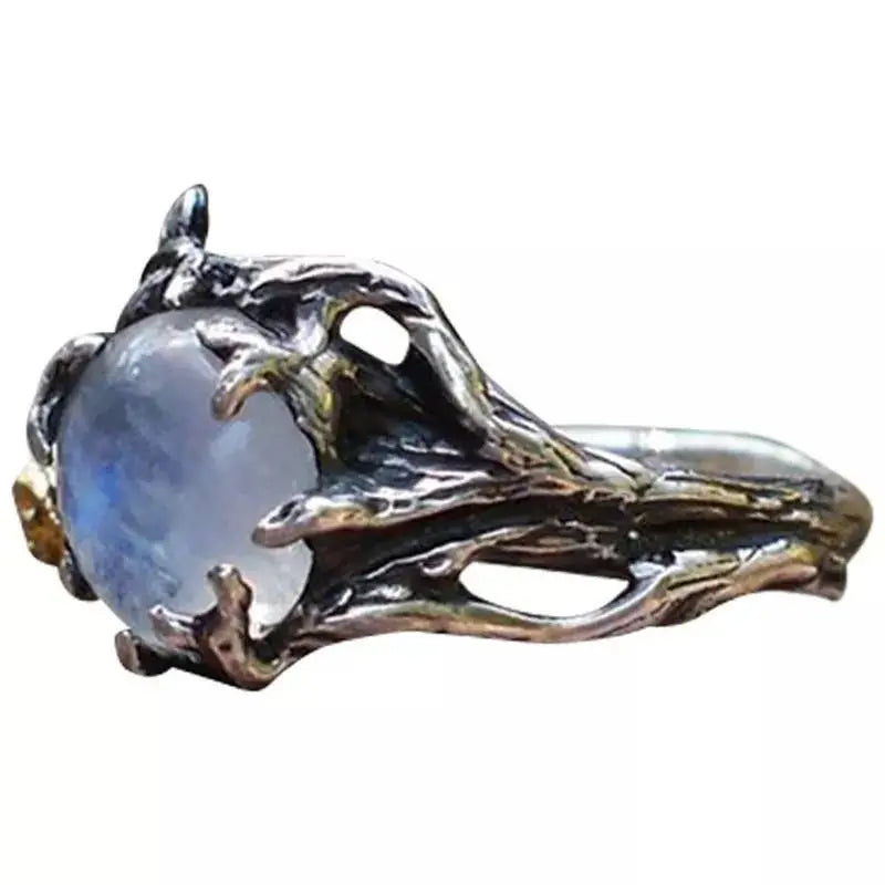 Ring Witch's Crystal Ball Retro Gothic Dark Series Gold Rose Vine Witch Ring Gemstone Ring DIY Handmade Gift Goth - JettsJewelers