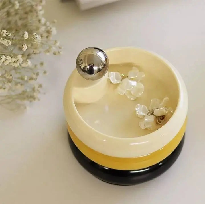 Rotating Glossy Plastic Multi-Layered Jewelry box for Woman, Silver Metal Handle Jewelry Storage Case, Cosmetic Holder Case Multi-layered JettsJewelers