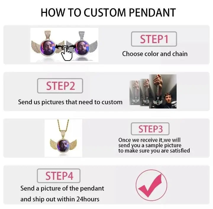 Rotating Picture Necklace Personalized for Men Women, 18K Gold/Platinum Plated/Black AAA CZ Medallion Customized Photo Memory Pendant JettsJewelers