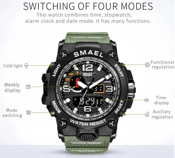 SMAEL Men's Watch, Sports Wrist Watch with Quartz Dual Movement, Analog-Digital Watches for Men - JettsJewelers