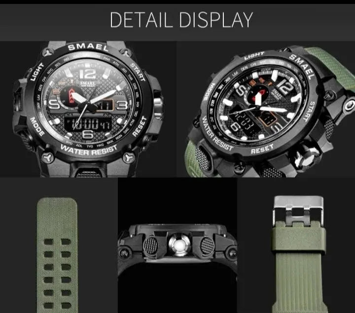 SMAEL Men's Watch, Sports Wrist Watch with Quartz Dual Movement, Analog-Digital Watches for Men - JettsJewelers