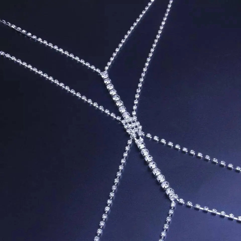 Sexy Crystal Body Chain Bikini Body Chains Nightclub Chest Chain Fashion Body Jewelry for Women and Girls Rhinestone JettsJewelers