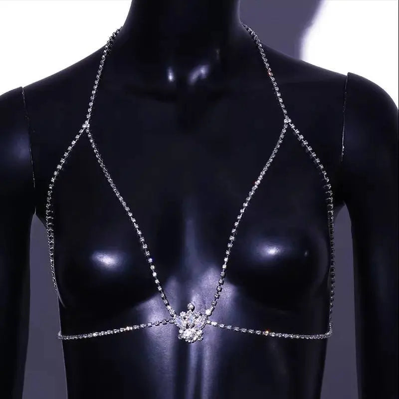 Sexy Rhinestones Body Harness Chain for Women Bohemian Tassels Shoulder Chain Necklace Jewelry for Party Wedding Summer Beach JettsJewelers