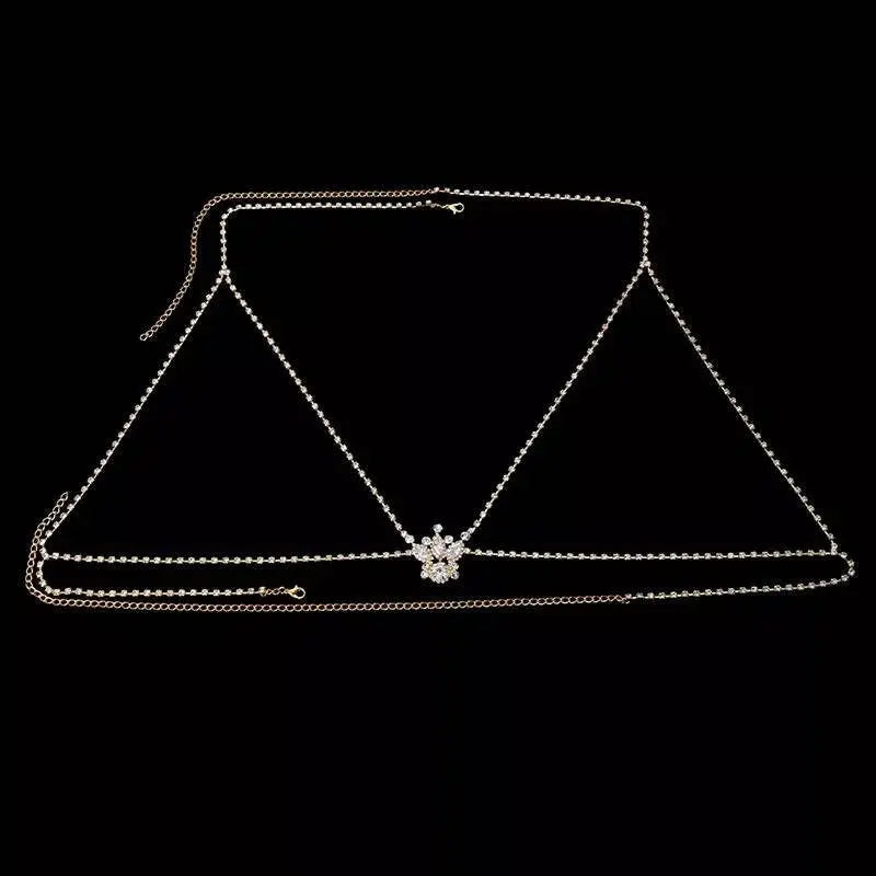 Sexy Rhinestones Body Harness Chain for Women Bohemian Tassels Shoulder Chain Necklace Jewelry for Party Wedding Summer Beach JettsJewelers