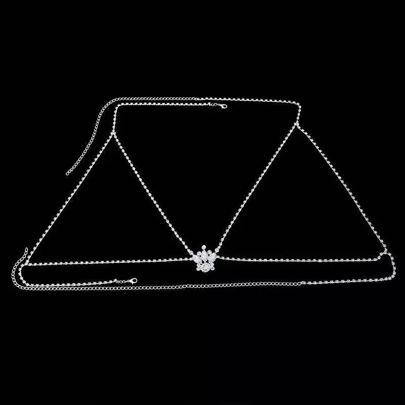 Sexy Rhinestones Body Harness Chain for Women Bohemian Tassels Shoulder Chain Necklace Jewelry for Party Wedding Summer Beach JettsJewelers