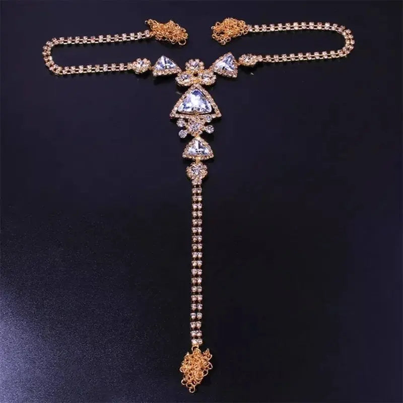 Sexy White Rhinestone Panties Thong Crystal Waist Belly Bikini Body Chain Jewelry Rhinestone Underwear G-String Chain for Women - JettsJewelers