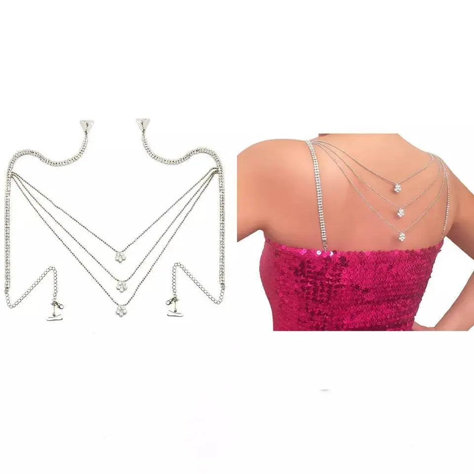 Shoulder Strap Rhinestones Body Chain for Women Bohemian Shoulder Chain Necklace Jewelry for Party Wedding Summer Beach JettsJewelers