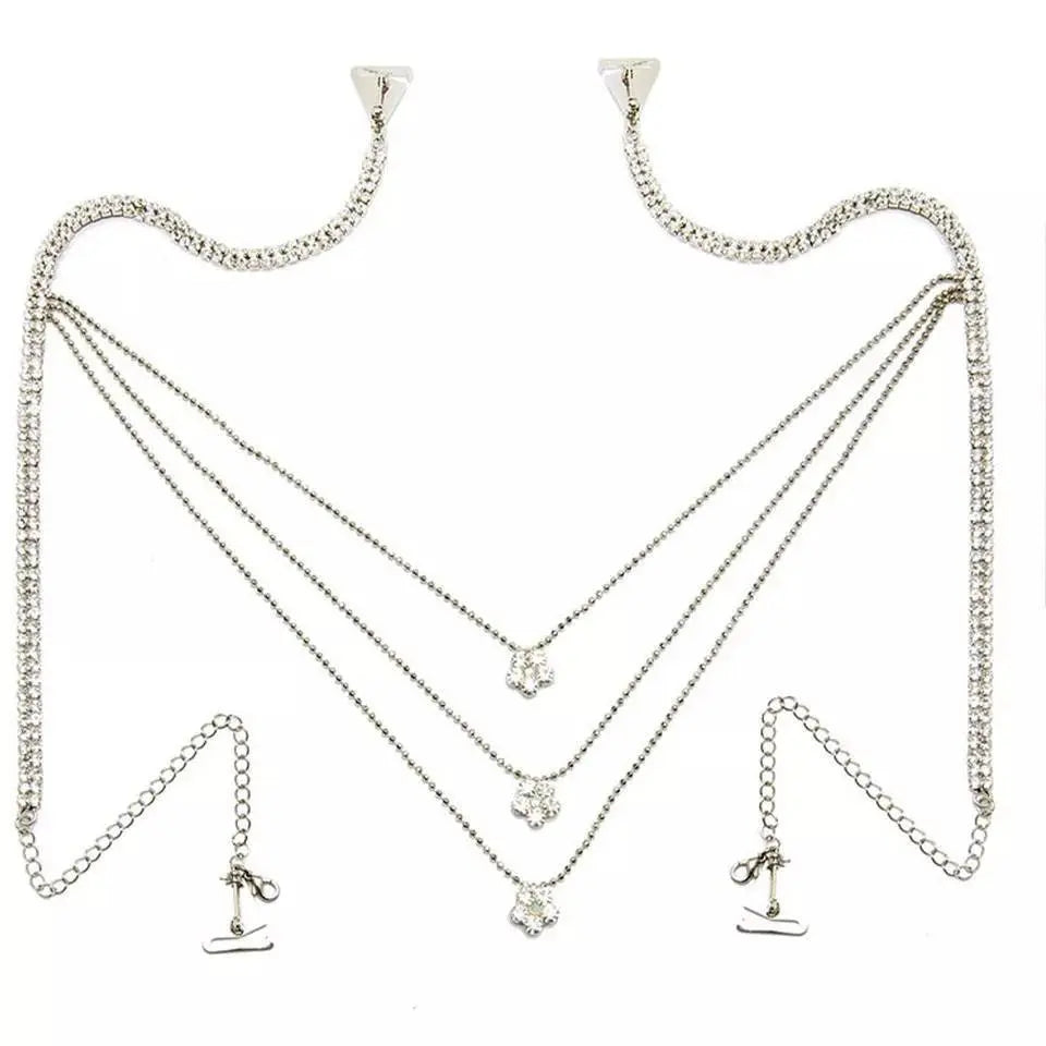 Shoulder Strap Rhinestones Body Chain for Women Bohemian Shoulder Chain Necklace Jewelry for Party Wedding Summer Beach JettsJewelers