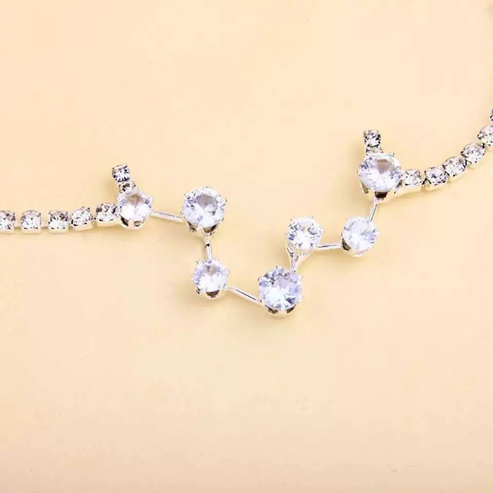 Silver Constellation ANKLET, Rhinestones, CZ, Celestial Zodiac Ankle Bracelet Chain, Personalized Initial JettsJewelers