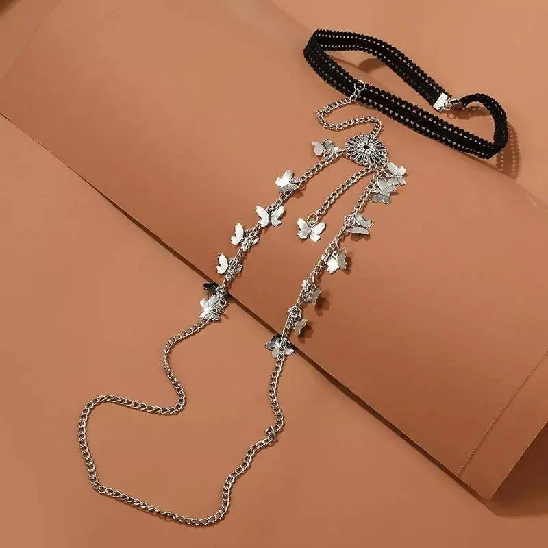 Silver Metal Butterfly Chain Leg Chain for Women Thigh Chain For Girls Pendant Boho Body Chain for Beach Summer Holiday JettsJewelers