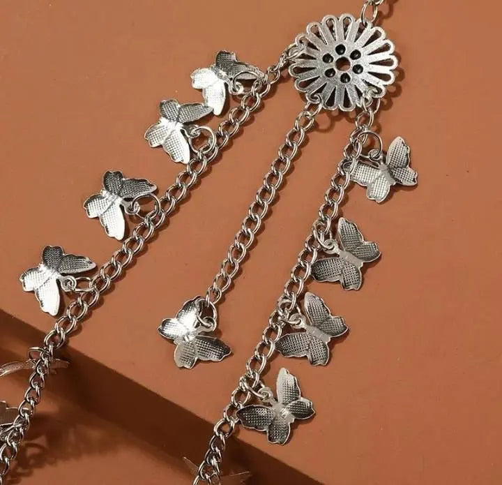 Silver Metal Butterfly Chain Leg Chain for Women Thigh Chain For Girls Pendant Boho Body Chain for Beach Summer Holiday JettsJewelers