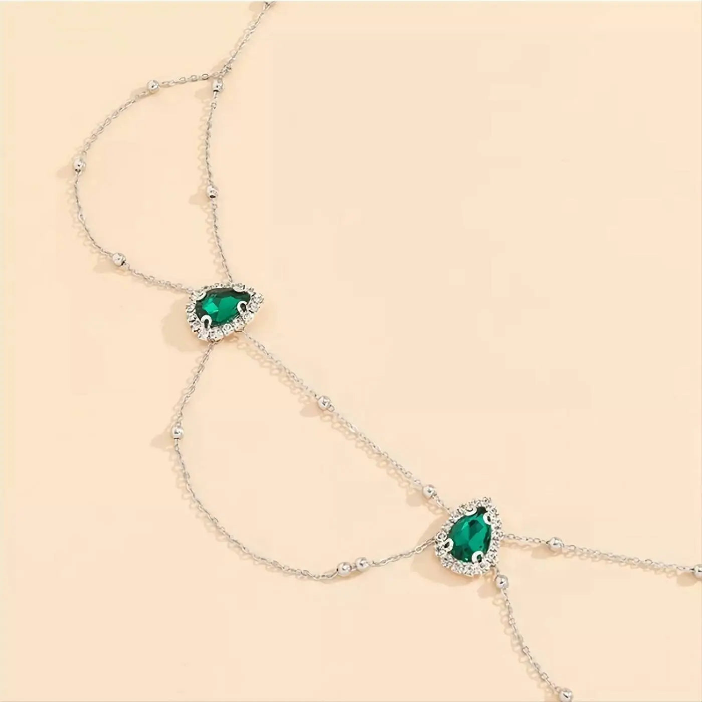 Silver Multi-layered Vintage Green Gem Sexy Aesthetic Belly Chain Waist Body Chain JettsJewelers