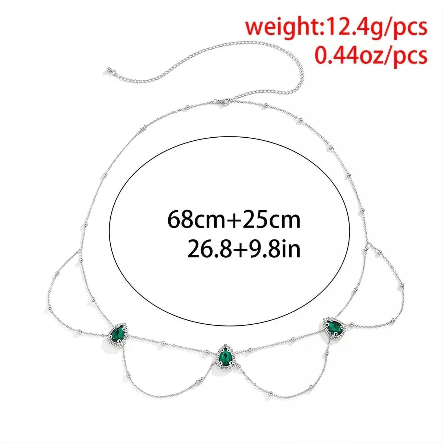 Silver Multi-layered Vintage Green Gem Sexy Aesthetic Belly Chain Waist Body Chain JettsJewelers