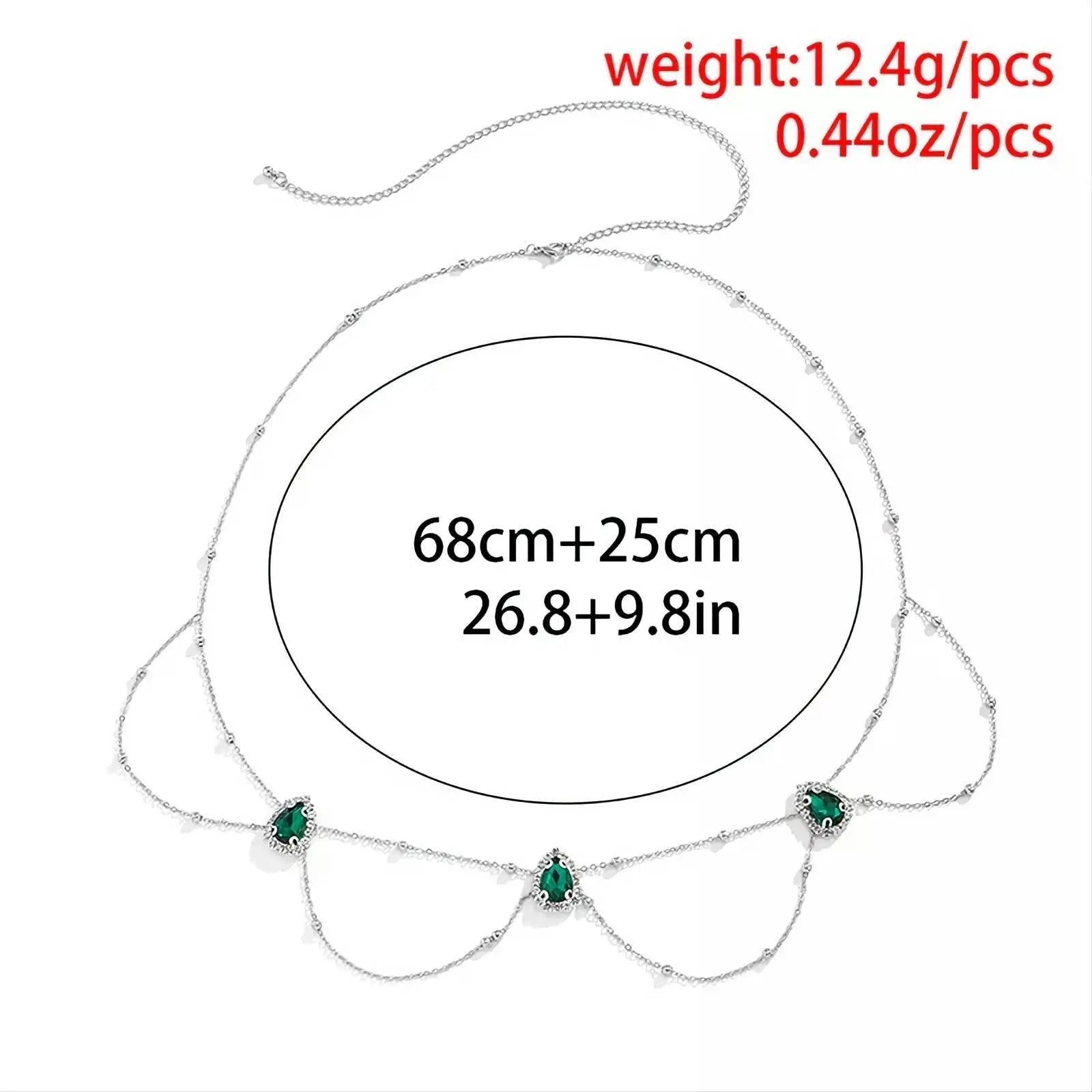 Silver Multi-layered Vintage Green Gem Sexy Aesthetic Belly Chain Waist Body Chain JettsJewelers