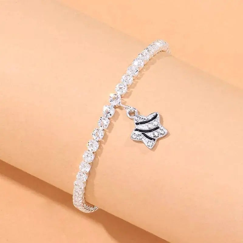 Silver Star Rhinestone Anklet Foot Jewelry for Women Beach Barefoot Chain Bracelet On the Leg Accessories Gift JettsJewelers
