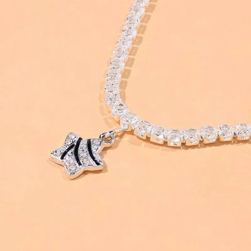 Silver Star Rhinestone Anklet Foot Jewelry for Women Beach Barefoot Chain Bracelet On the Leg Accessories Gift JettsJewelers