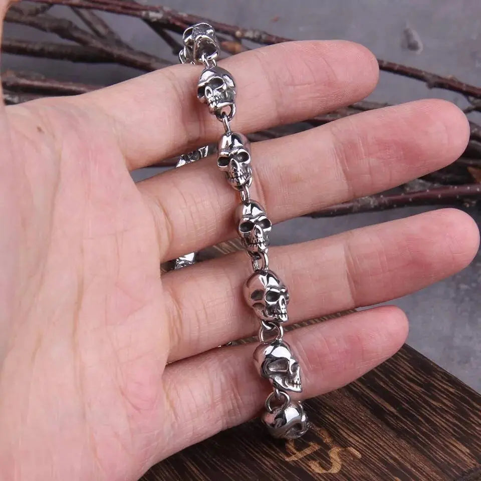 Skulls Chain Jewelry Stainless Steel Bracelet Men Punk Bracelet Motorcycle Jewelry JettsJewelers