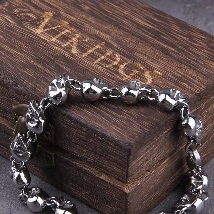 Skulls Chain Jewelry Stainless Steel Bracelet Men Punk Bracelet Motorcycle Jewelry JettsJewelers