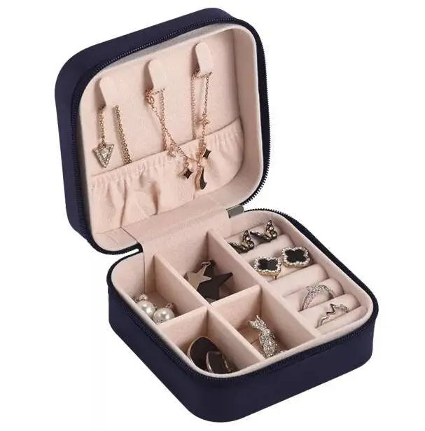 Small Jewelry Box, Travel Mini Organizer Portable Display Storage Case for Rings Earrings Necklace,Gifts for Girls Women JettsJewelers