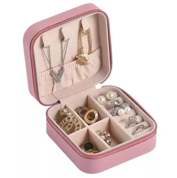 Small Jewelry Box, Travel Mini Organizer Portable Display Storage Case for Rings Earrings Necklace,Gifts for Girls Women JettsJewelers
