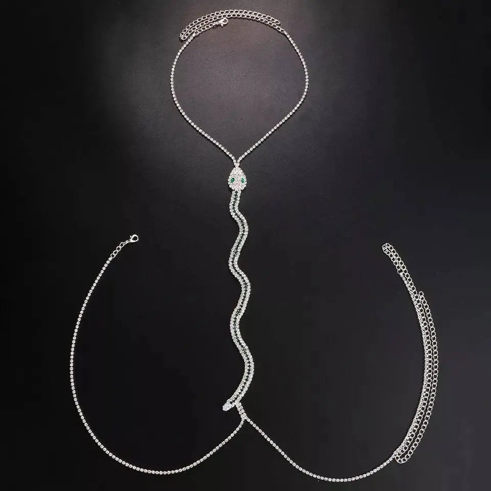 Snake Rhinestones Bra Body Sexy Bikini Silver Gold Beauty Chest Bracket Bras Nightclub and Partying Body Jewelry for Women JettsJewelers