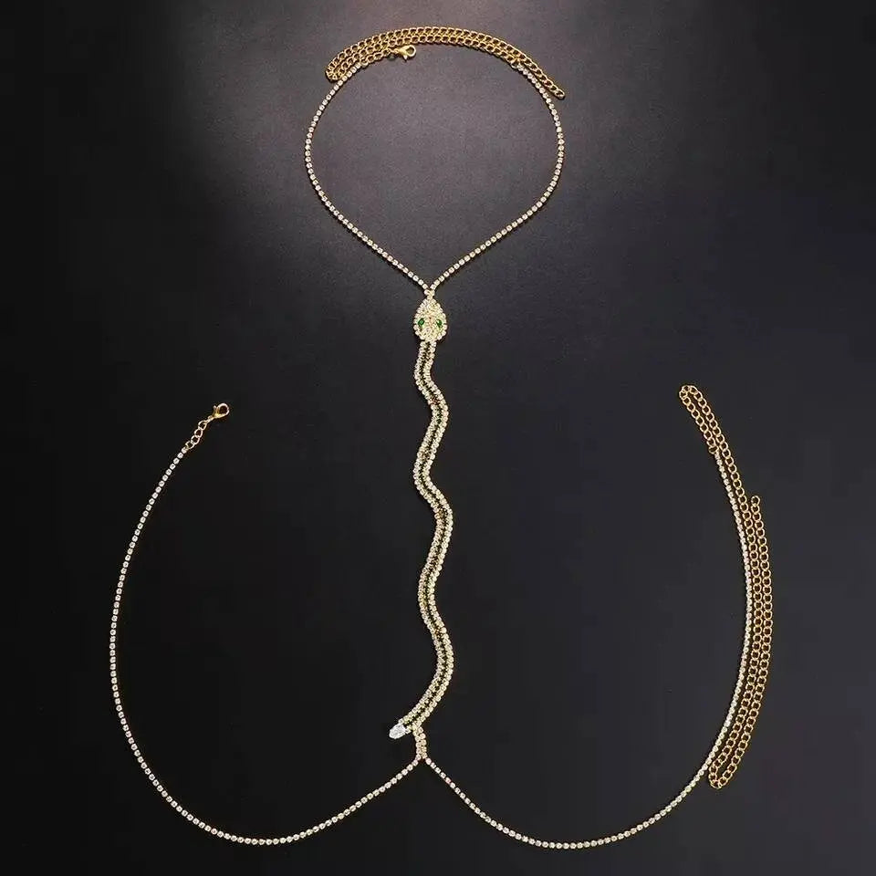 Snake Rhinestones Bra Body Sexy Bikini Silver Gold Beauty Chest Bracket Bras Nightclub and Partying Body Jewelry for Women JettsJewelers