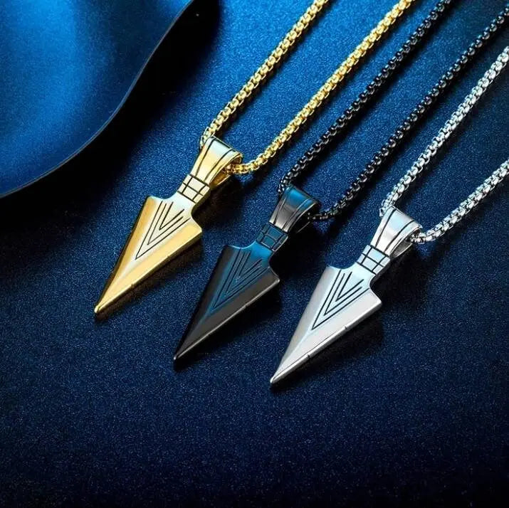 Stainless Steel Arrowhead Pendant Chain Necklace Spearpoint Necklace - JettsJewelers