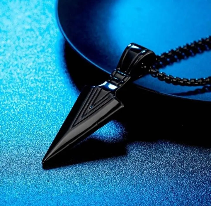 Stainless Steel Arrowhead Pendant Chain Necklace Spearpoint Necklace - JettsJewelers