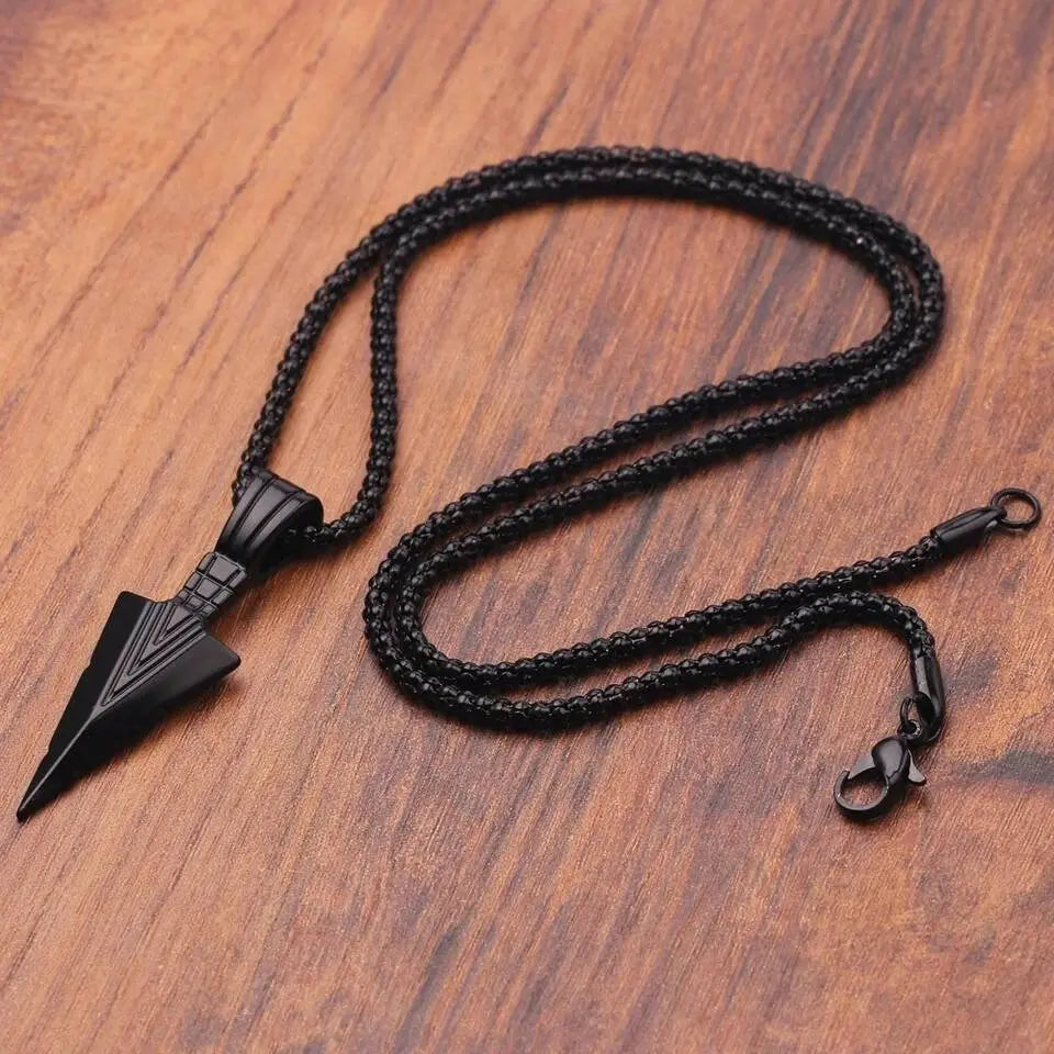 Stainless Steel Arrowhead Pendant Chain Necklace Spearpoint Necklace - JettsJewelers