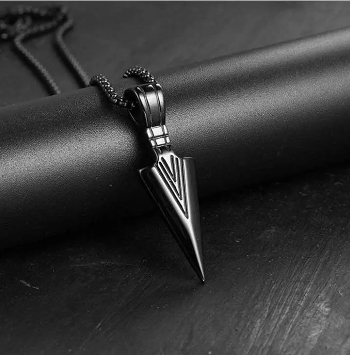 Stainless Steel Arrowhead Pendant Chain Necklace Spearpoint Necklace - JettsJewelers