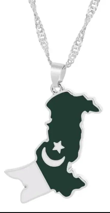 Stainless Steel Pakistan Map Flag Pendant Necklace Gold Color Pakistani Map Ethnic Jewelry - JettsJewelers