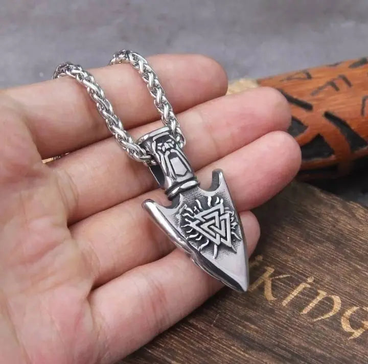 Stainless Steel Viking Gungnir Pendant Necklace JettsJewelers
