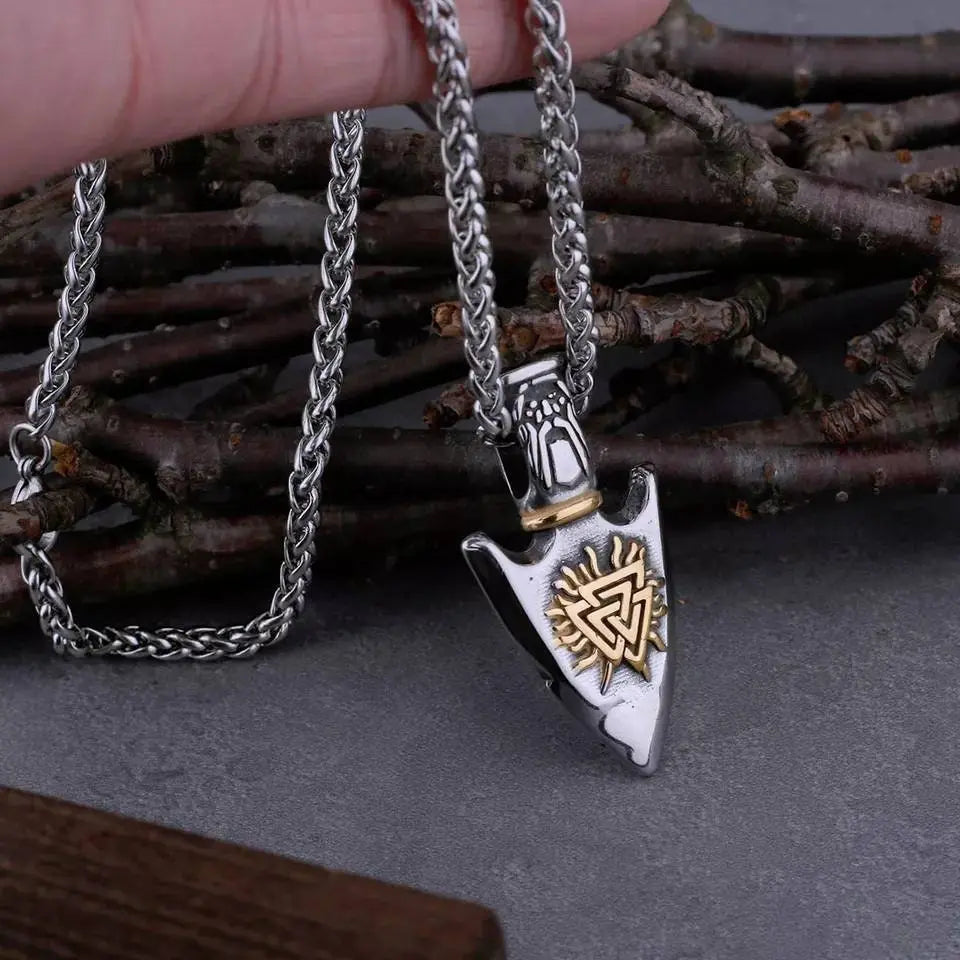 Stainless Steel Viking Gungnir Pendant Necklace JettsJewelers