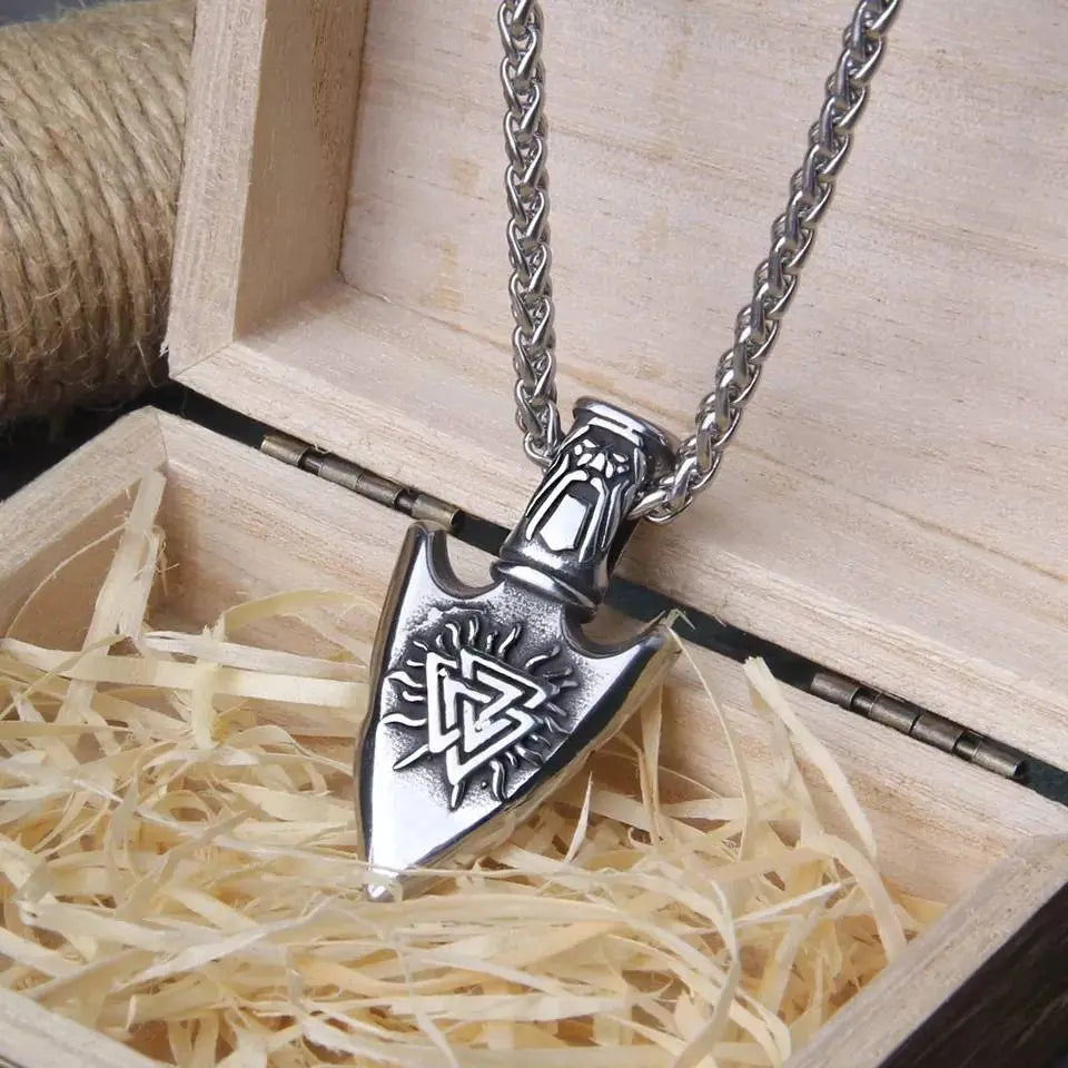 Stainless Steel Viking Gungnir Pendant Necklace JettsJewelers