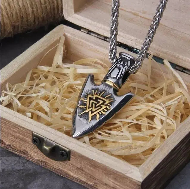 Stainless Steel Viking Gungnir Pendant Necklace JettsJewelers