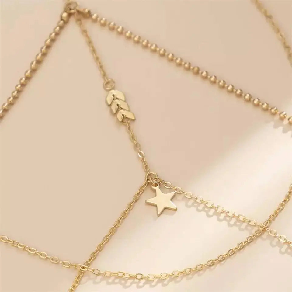 Star Decor Chain Leg Chain Gold and Silver for Women Thigh Chain For Girls Gold Pendant Boho Body Chain for Beach Summer Holiday JettsJewelers