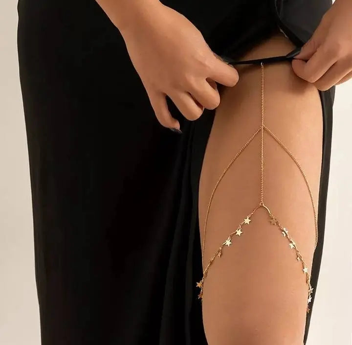 Stars Chain Leg Chain Gold and Silver for Women Thigh Chain For Girls Gold Pendant Boho Body Chain for Beach Summer Holiday JettsJewelers