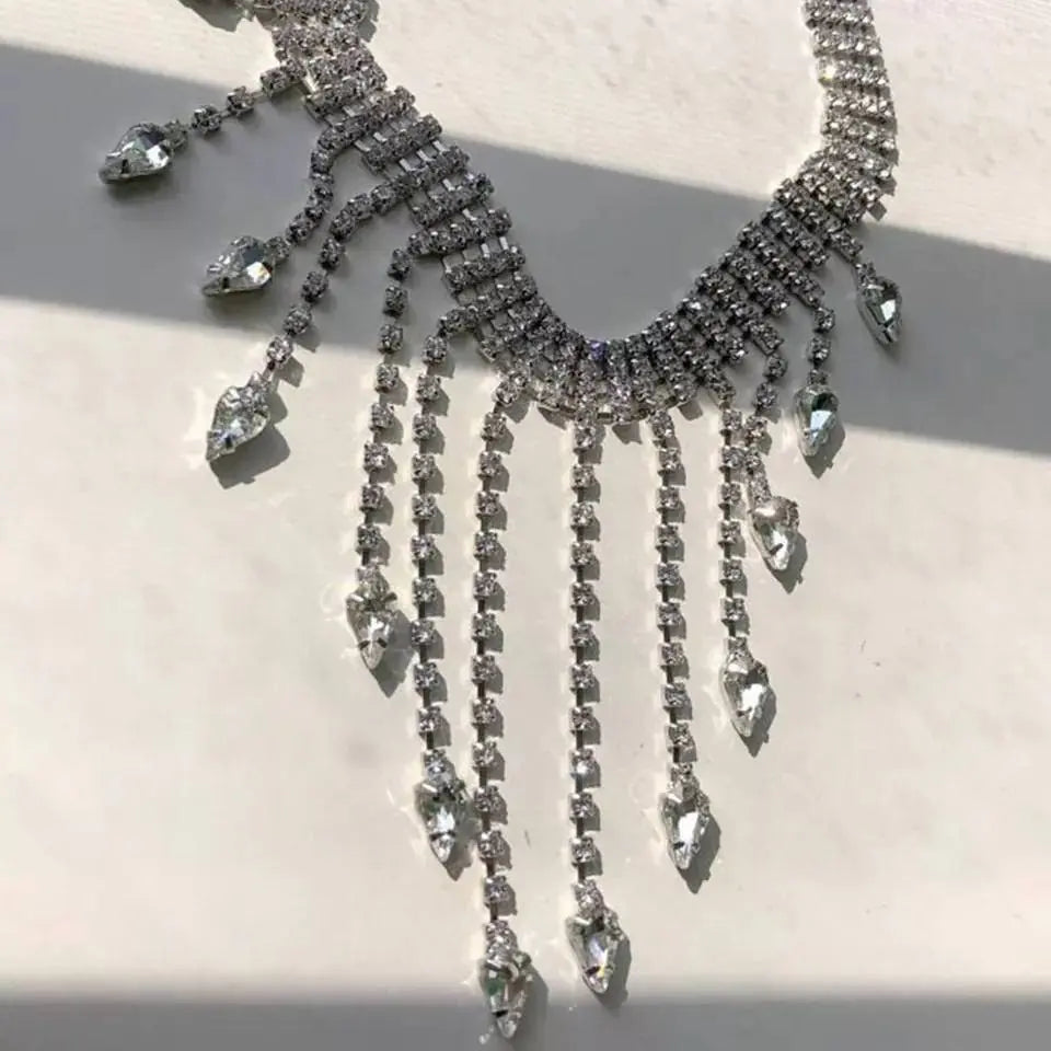 Statement Necklace Womens Multi-layered Rhinestone Gem Pendants Necklace Choker JettsJewelers