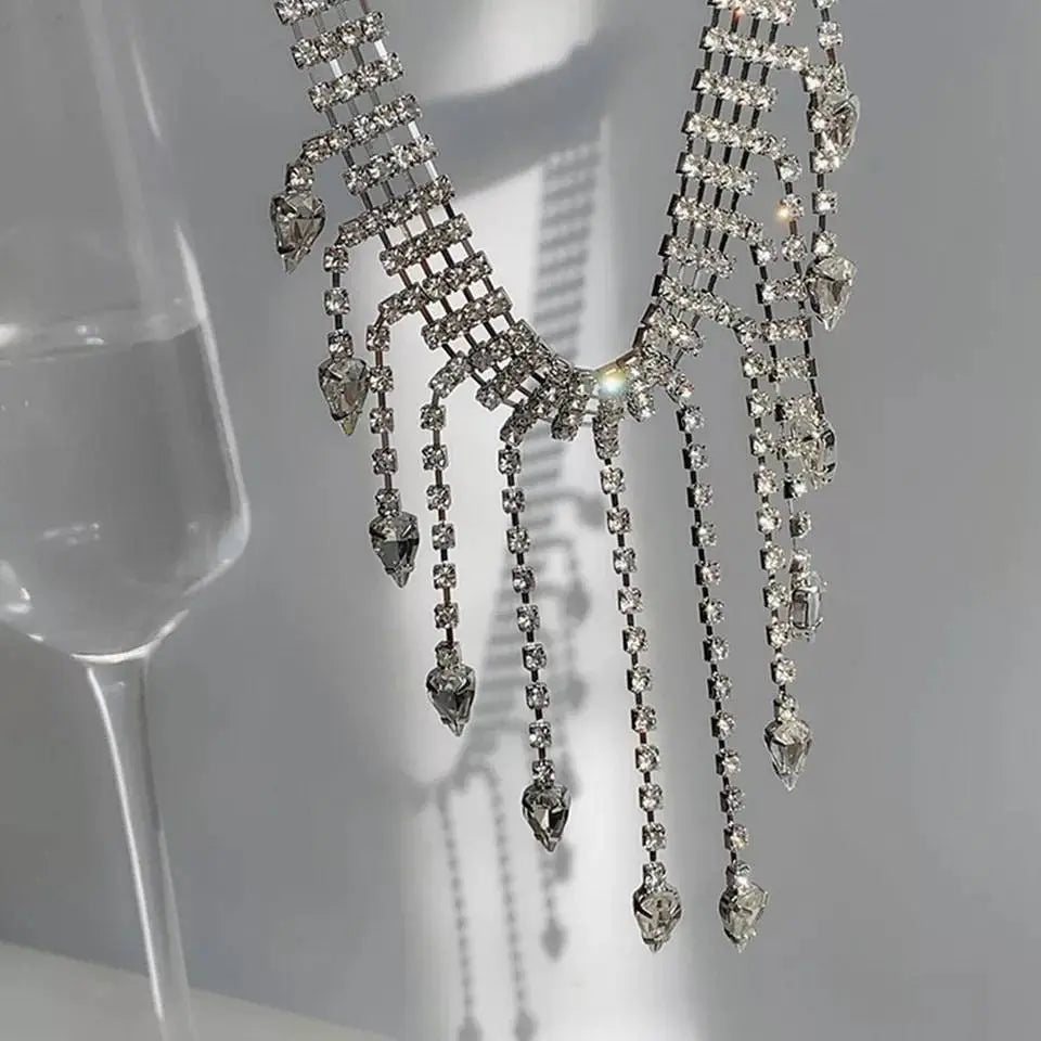 Statement Necklace Womens Multi-layered Rhinestone Gem Pendants Necklace Choker JettsJewelers