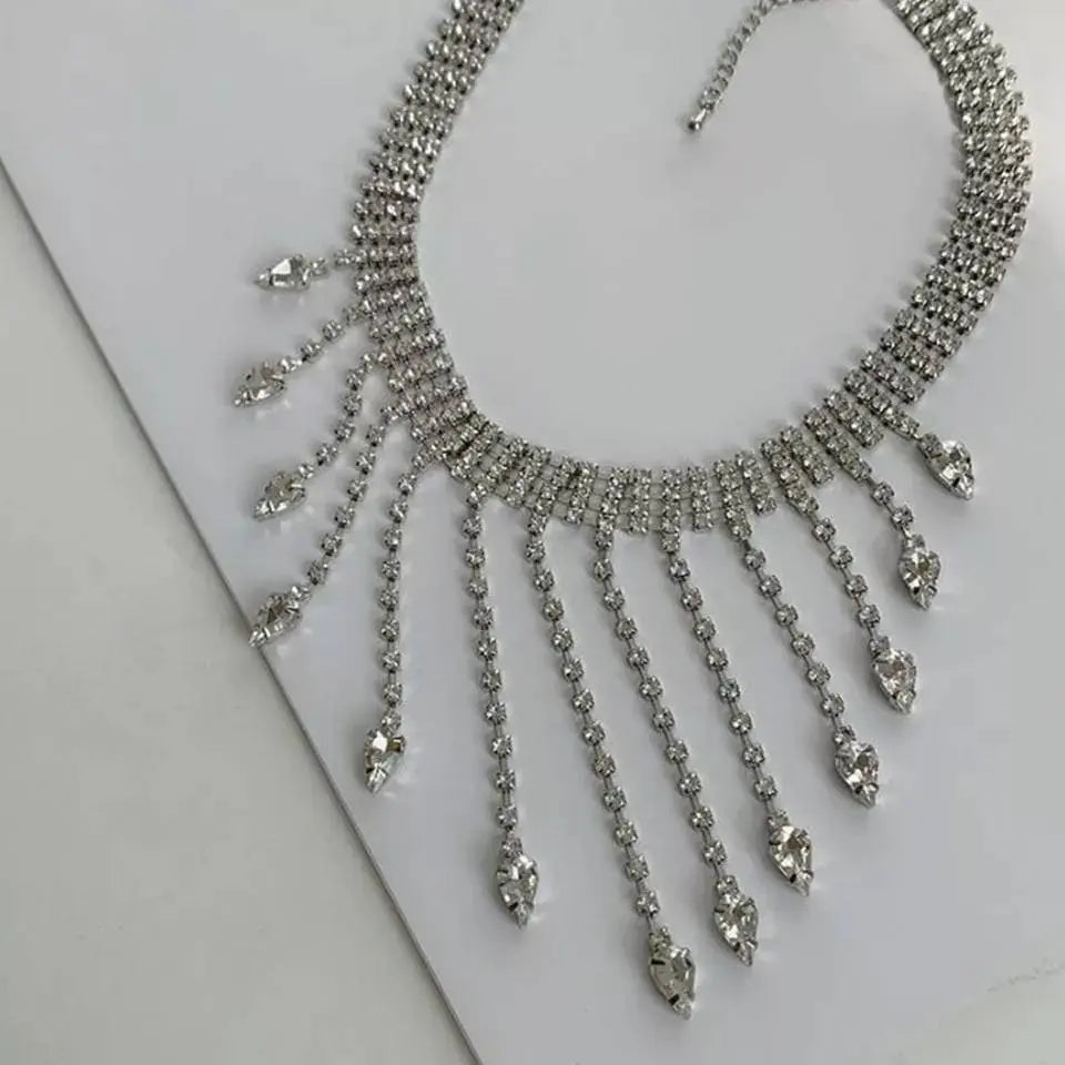 Statement Necklace Womens Multi-layered Rhinestone Gem Pendants Necklace Choker JettsJewelers