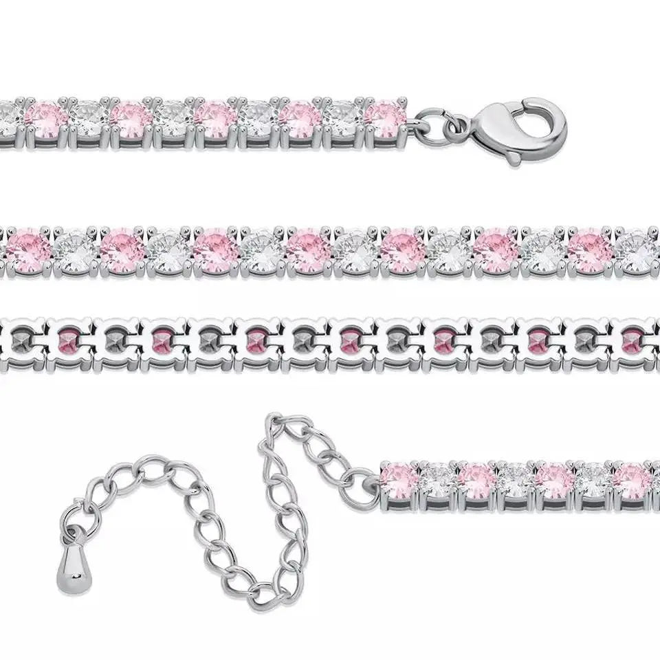 Sterling Women Sterling Silver Cubic Zirconia Anklet Bracelet Gold Rose Gold - JettsJewelers