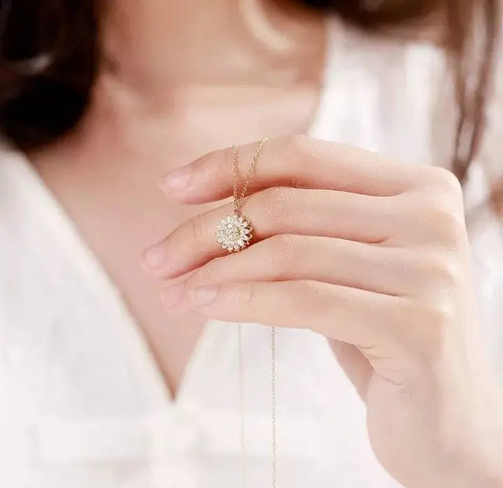 Sunflower Fidget Necklace, Personalized Fashion You are My Sunshine Rotating Necklace, Spinning Sunflower Necklace Pendant Jewelry Gifts - JettsJewelers