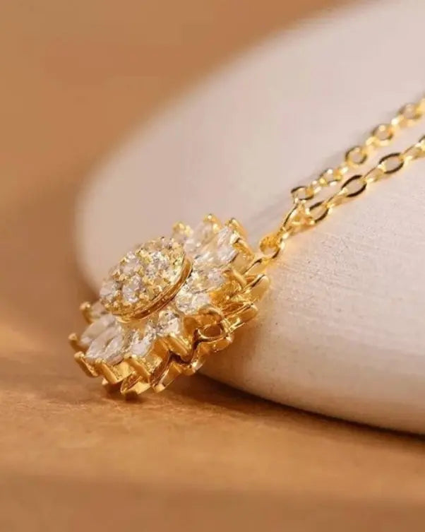 Sunflower Fidget Necklace, Personalized Fashion You are My Sunshine Rotating Necklace, Spinning Sunflower Necklace Pendant Jewelry Gifts - JettsJewelers