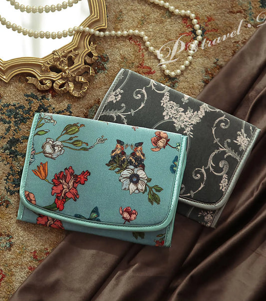 Traveling Silk Vintage Pattern Jewelry Organizer Earring Case Jewelry Storage Book Collection Binder Magnetic Button Bag For Jewelry JettsJewelers